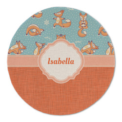 Foxy Yoga Round Linen Placemat - Single Sided (Personalized)
