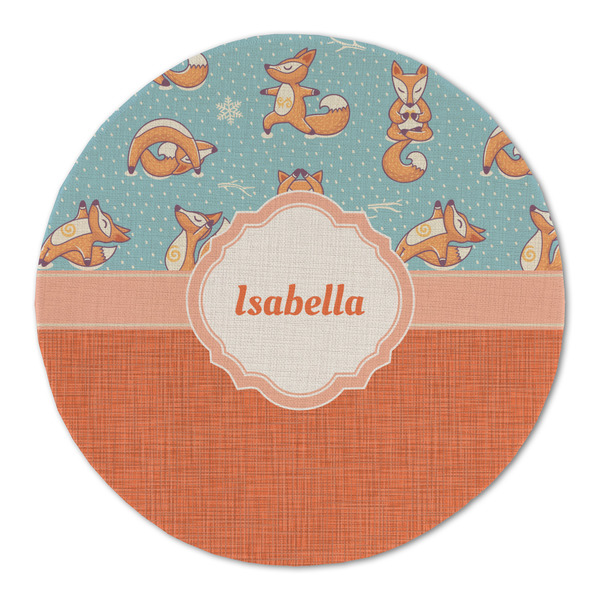 Custom Foxy Yoga Round Linen Placemat (Personalized)