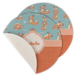 Foxy Yoga Round Linen Placemat - Single Sided - Set of 4 (Personalized)