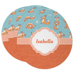 Foxy Yoga Round Paper Coasters w/ Name or Text