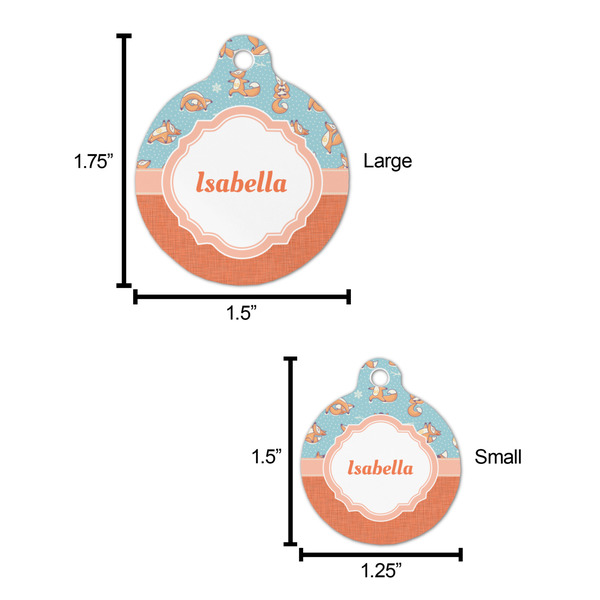 Foxy Yoga Round Pet ID Tag - Large - Comparison Scale