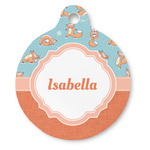 Foxy Yoga Round Pet ID Tag (Personalized)
