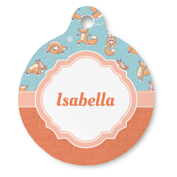 Custom Foxy Yoga Round Pet ID Tag (Personalized)