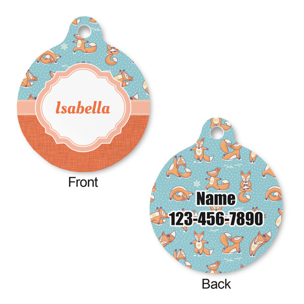 Foxy Yoga Round Pet Tag - Front & Back