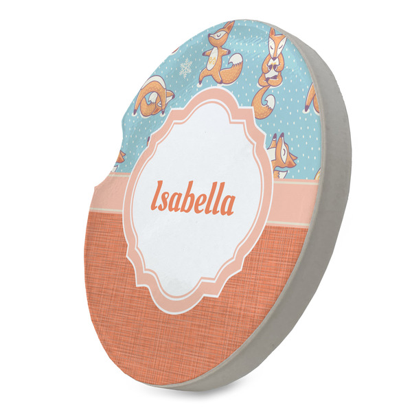 Foxy Yoga Sandstone Car Coaster - STANDING ANGLE