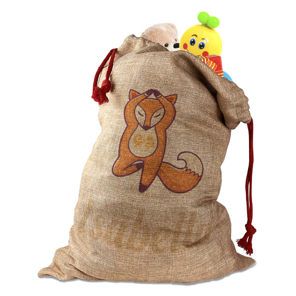 Foxy Yoga Santa Bag - Front (stuffed w toys) PARENT