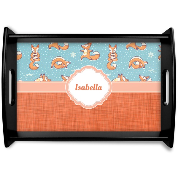 Custom Foxy Yoga Black Wooden Tray - Small (Personalized)