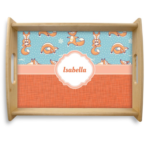 Custom Foxy Yoga Natural Wooden Tray - Large (Personalized)