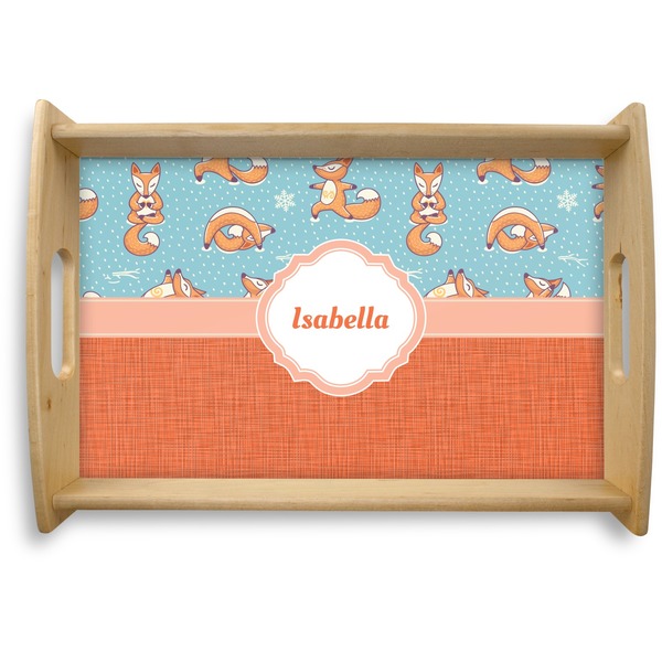 Custom Foxy Yoga Natural Wooden Tray - Small (Personalized)