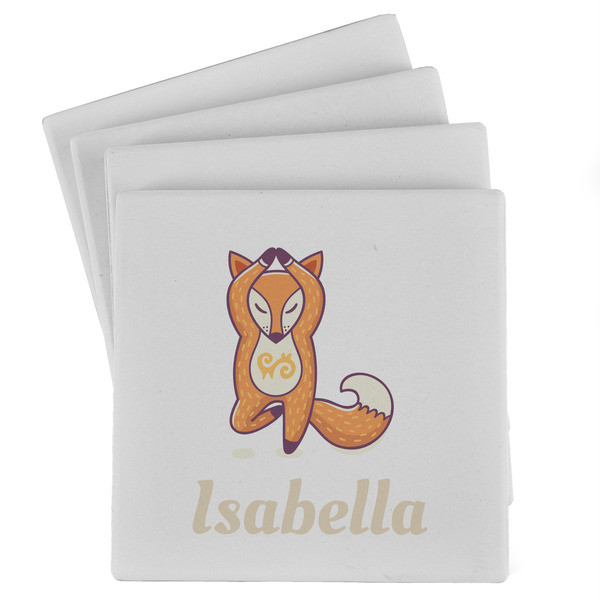 Custom Foxy Yoga Absorbent Stone Coasters - Set of 4 (Personalized)
