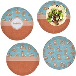 Foxy Yoga Set of 4 Glass Lunch / Dinner Plate 10" (Personalized)