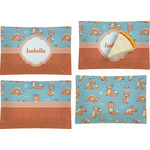 Foxy Yoga Set of 4 Glass Rectangular Appetizer / Dessert Plate (Personalized)