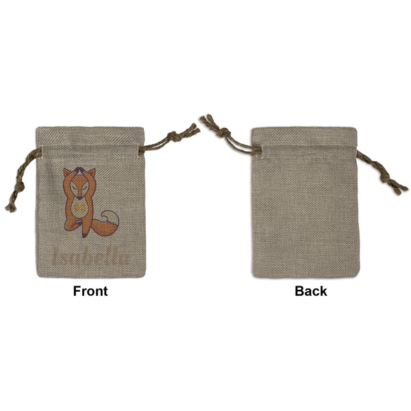 Foxy Yoga Small Burlap Gift Bag - Front Approval