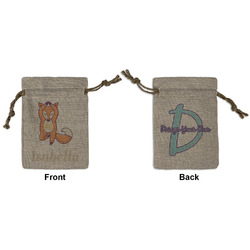 Foxy Yoga Small Burlap Gift Bag - Front & Back (Personalized)