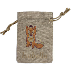 Foxy Yoga Small Burlap Gift Bag - Front (Personalized)