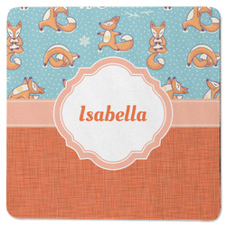 Foxy Yoga Square Rubber Backed Coaster (Personalized)
