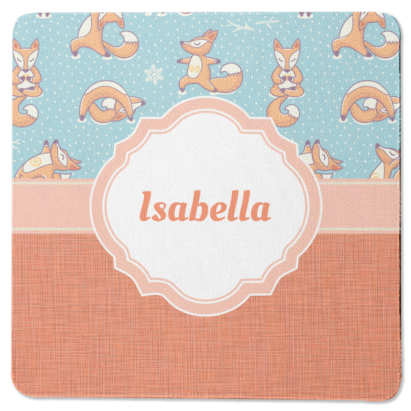 Custom Foxy Yoga Square Rubber Backed Coaster (Personalized)