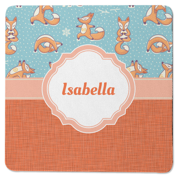 Custom Foxy Yoga Square Rubber Backed Coaster (Personalized)