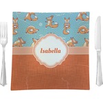 Foxy Yoga 9.5" Glass Square Lunch / Dinner Plate- Single or Set of 4 (Personalized)
