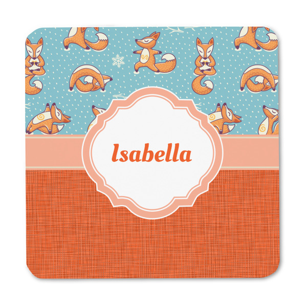 Foxy Yoga Square Fridge Magnet - FRONT