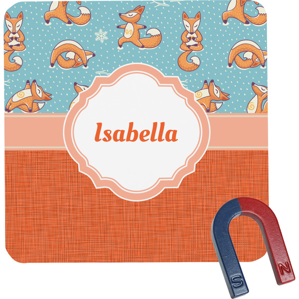 Custom Foxy Yoga Square Fridge Magnet (Personalized)
