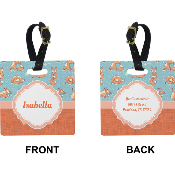 Foxy Yoga Square Luggage Tag (Front + Back)