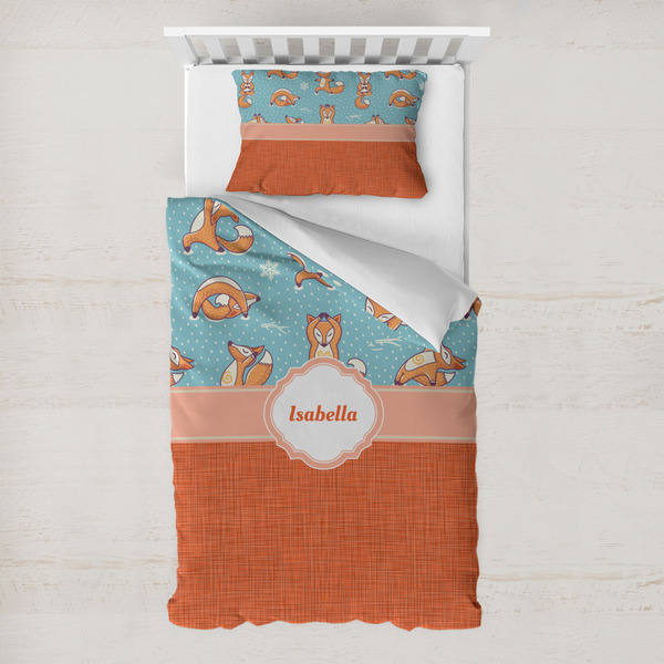 Custom Foxy Yoga Toddler Bedding Set - With Pillowcase (Personalized)