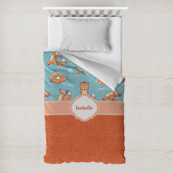 Custom Foxy Yoga Toddler Duvet Cover w/ Name or Text