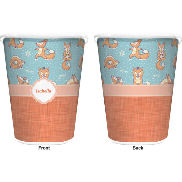 Foxy Yoga Trash Can White - Front and Back - Apvl