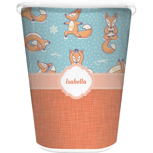 Custom Foxy Yoga Waste Basket - Double Sided (White) (Personalized)