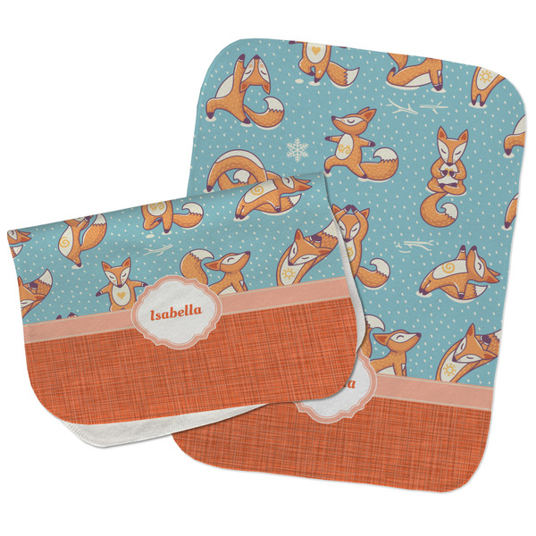 Foxy Yoga Two Rectangle Burp Cloths - Open & Folded