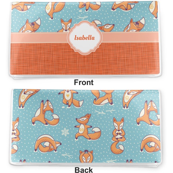 Foxy Yoga Vinyl Check Book Cover - Front and Back