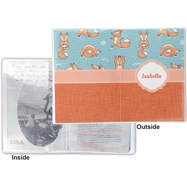 Foxy Yoga Vinyl Passport Holder - Flat Front and Back