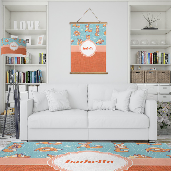 Foxy Yoga Wall Hanging Tapestry - Portrait - IN CONTEXT