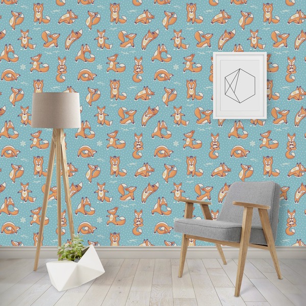 Custom Foxy Yoga Wallpaper & Surface Covering (Water Activated - Removable)