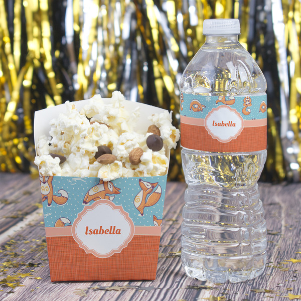 Foxy Yoga Water Bottle Label - w/ Favor Box