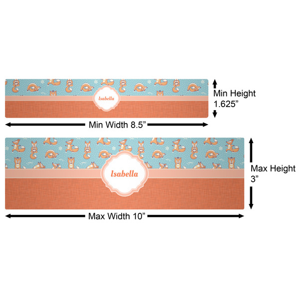 Foxy Yoga Water Bottle Labels w/ Dimensions