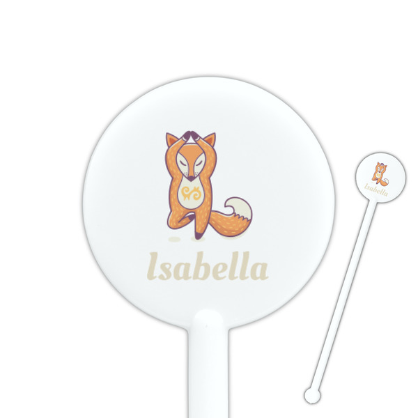 Custom Foxy Yoga 5.5" Round Plastic Stir Sticks - White - Double Sided (Personalized)
