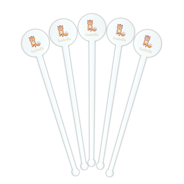 Foxy Yoga White Plastic 7" Stir Stick - Round - Fan View