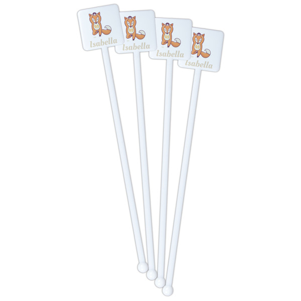 Foxy Yoga White Plastic Stir Stick - Single Sided - Square - Front