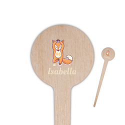Foxy Yoga 4" Round Wooden Food Picks - Double Sided (Personalized)
