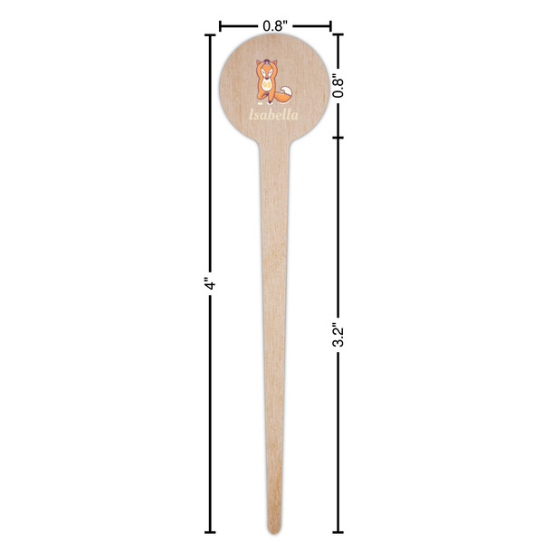 Foxy Yoga Wooden 4" Food Pick - Round - Dimensions