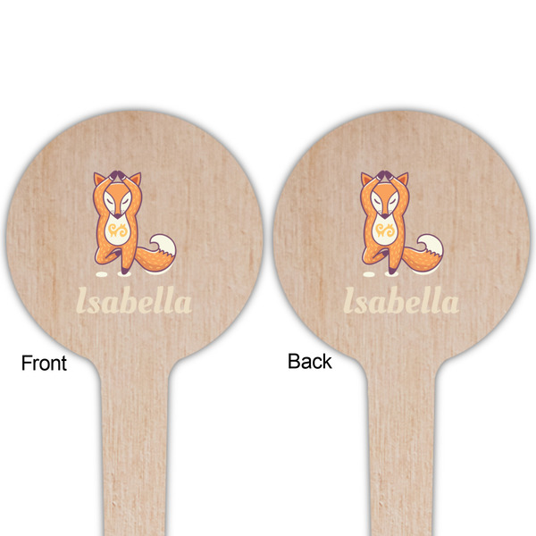 Foxy Yoga Wooden 4" Food Pick - Round - Double Sided - Front & Back