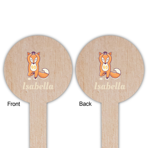 Foxy Yoga Wooden 6" Food Pick - Round - Double Sided - Front & Back