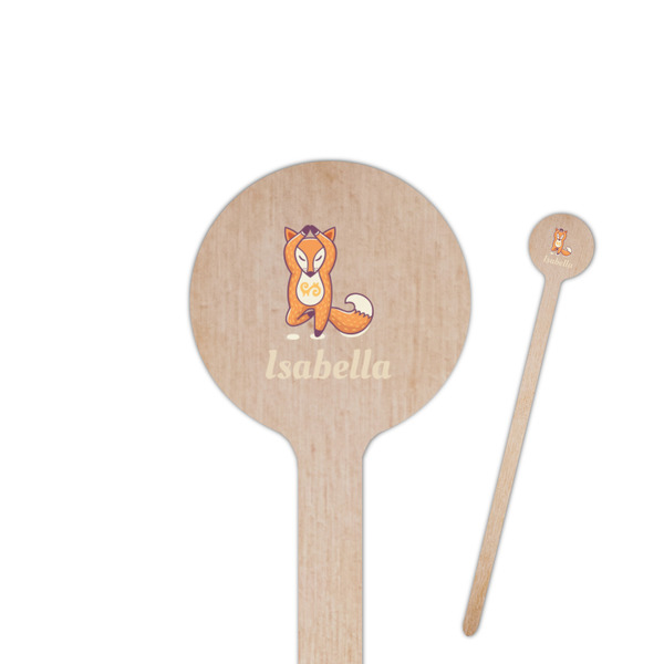 Custom Foxy Yoga 7.5" Round Wooden Stir Sticks - Single Sided (Personalized)