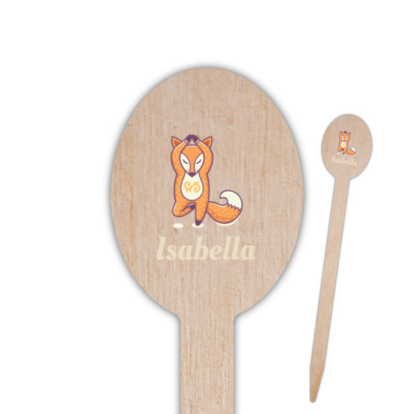 Custom Foxy Yoga Oval Wooden Food Picks (Personalized)