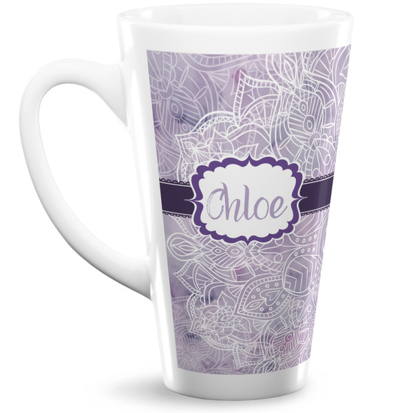 Custom Watercolor Mandala 16 Oz Latte Mug (Personalized)