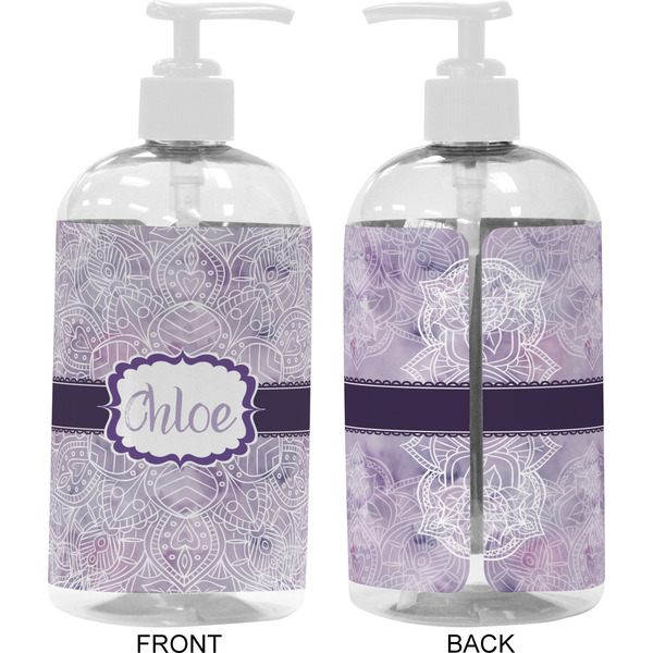 Watercolor Mandala 16 oz Plastic Liquid Dispenser- Approval- White