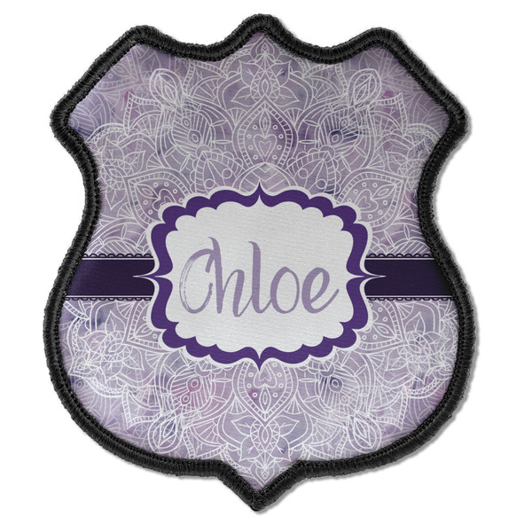 Custom Watercolor Mandala Iron On Shield Patch C w/ Name or Text