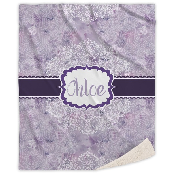 Custom Watercolor Mandala Sherpa Throw Blanket (Personalized)